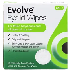 Evolve Eyelid Wipes Pack of 20