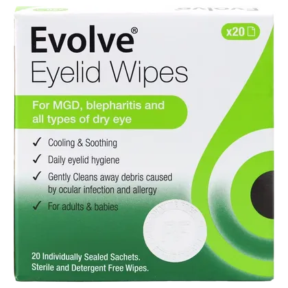 Evolve Eyelid Wipes Pack of 20