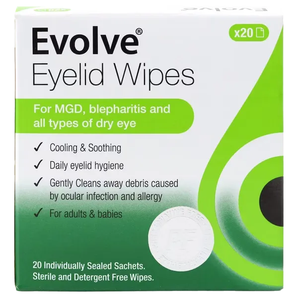 Evolve Eyelid Wipes Pack of 20