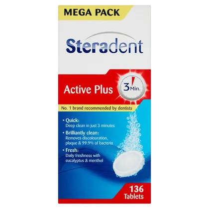 Steradent Active Plus Tablets Pack of 136