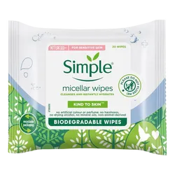 Simple Micellar Cleansing Wipes Pack of 20