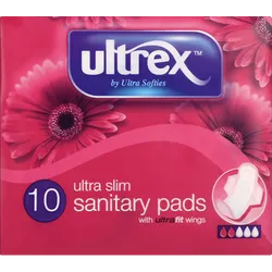 Ultrex Ultra Slim Sanitary Pads with Wings Pack of 10