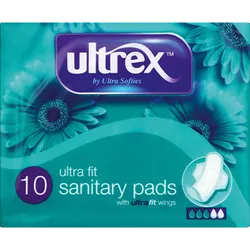 Ultrex Ultra Fit Sanitary Pads with Wings Pack of 10