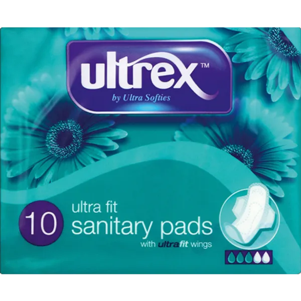 Ultrex Ultra Fit Sanitary Pads with Wings Pack of 10