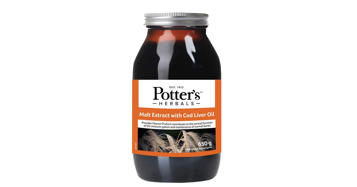 Potters Malt Extract with Cod Liver Oil Butterscotch Flavour 650g