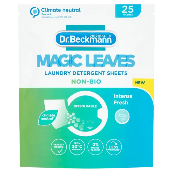 Dr. Beckmann Magic Leaves Laundry Detergent Sheets Non-Bio Pack of 25