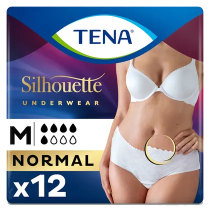 TENA Silhouette Low Waist Lady Pants White Normal Medium Pack of 12