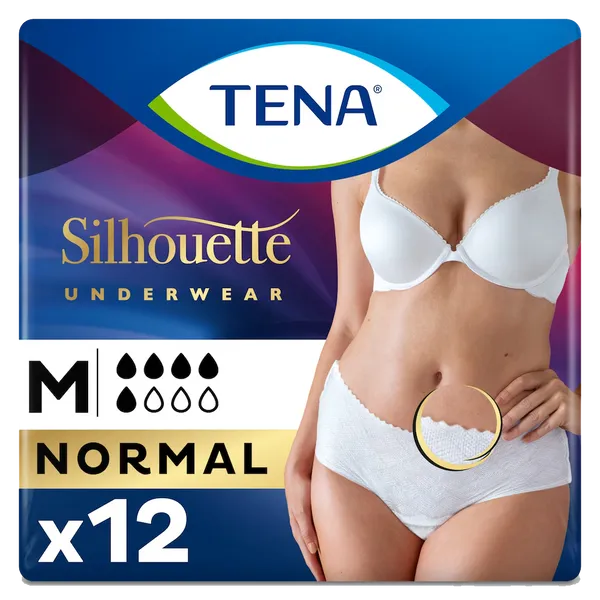 TENA Silhouette Low Waist Lady Pants White Normal Medium Pack of 12