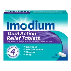 Imodium Dual Action Relief Tablets Pack of 12