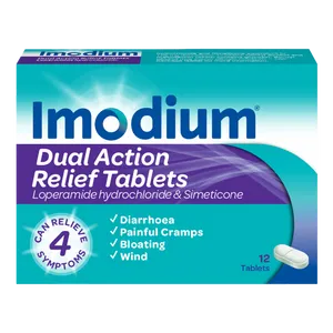 Imodium Dual Action Relief Tablets Pack of 12