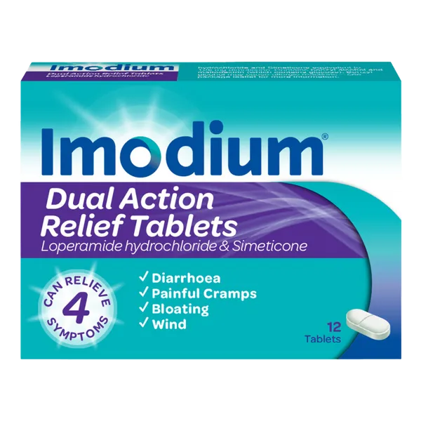 Imodium Dual Action Relief Tablets Pack of 12