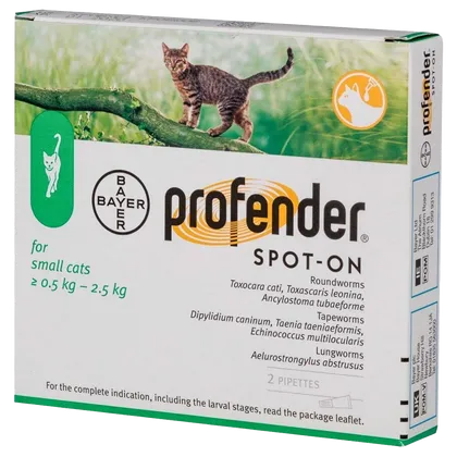 Profender Spot On for Small Cats 0.5 – 2.5kg Pipettes 0.35ml Pack of 2
