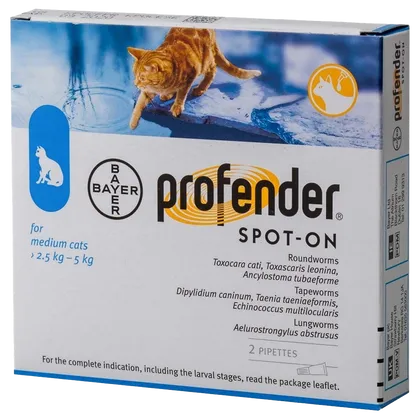 Profender Spot On for Medium Cats 2.5 – 5kg Pipettes 0.7ml Pack of 2