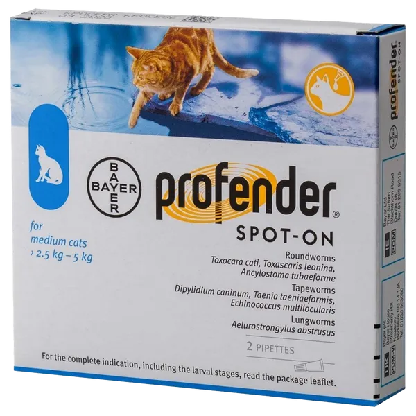 Profender Spot On for Medium Cats 2.5 – 5kg Pipettes 0.7ml Pack of 2