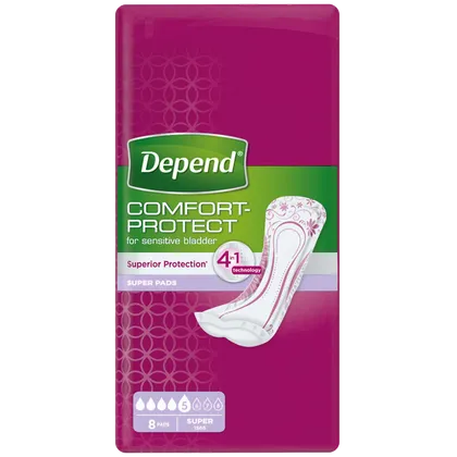 Depend Comfort Protect Super Pads Pack of 8