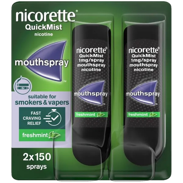 Nicorette Quickmist 1mg Freshmint Mouthspray Duo Pack - 2 x 150 Sprays