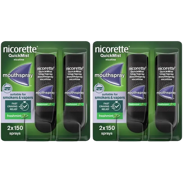 Nicorette Quickmist 1mg Freshmint Mouthspray Duo Pack - 2 x 150 Sprays x 2