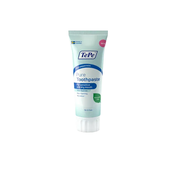 TePE Pure Toothpaste for Sensitive & Dry Mouth Mild Peppermint 75ml