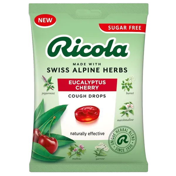 Ricola Eucalyptus Cherry Cough Drops Sugar Free 70g