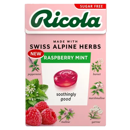 Ricola Swiss Herb Drops Raspberry Mint Sugar Free 45g