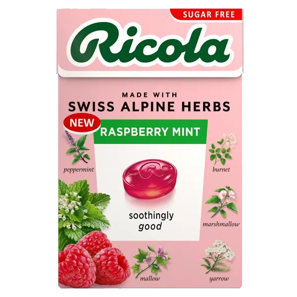 Ricola Swiss Herb Drops Raspberry Mint Sugar Free 45g