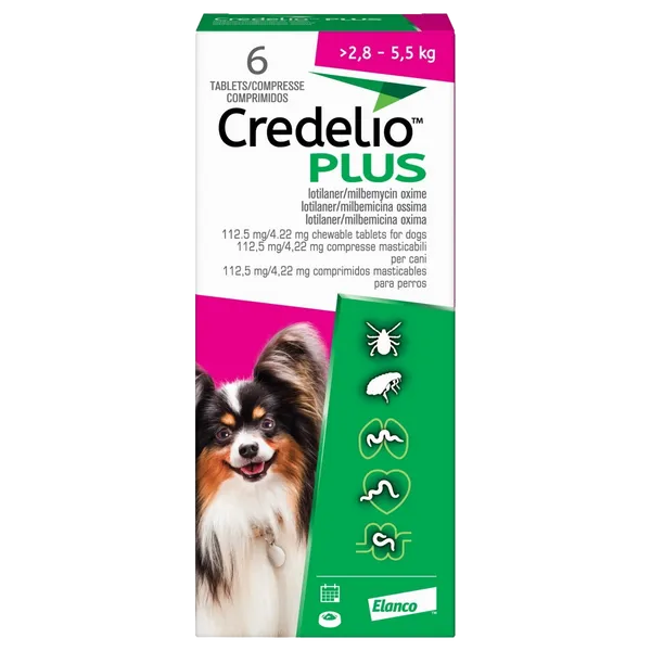 Credelio Plus 112.5mg / 4.11mg Chewable Tablets for Dogs Pack of 6