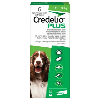 Credelio Plus 450mg / 16.88mg Chewable Tablets for Dogs Pack of 6