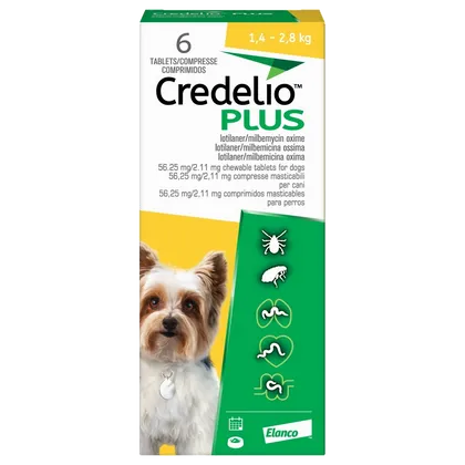 Credelio Plus 56.25mg / 2.11mg Chewable Tablets for Dogs Pack of 6