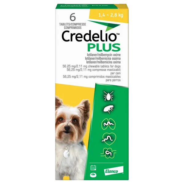 Credelio Plus 56.25mg / 2.11mg Chewable Tablets for Dogs Pack of 6