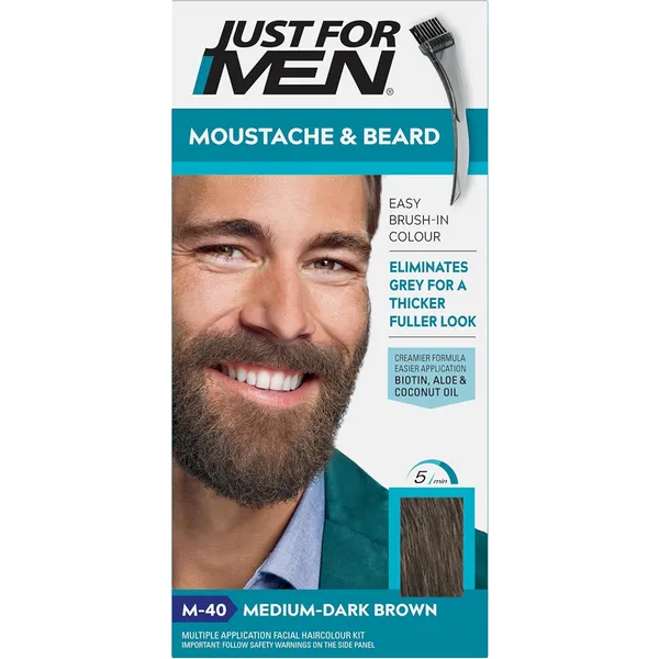 Just For Men Moustache & Beard Easy Brush-In Colour Medium-Dark Brown