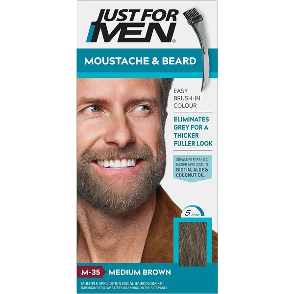 Just For Men Moustache & Beard Easy Brush-In Colour Medium Brown