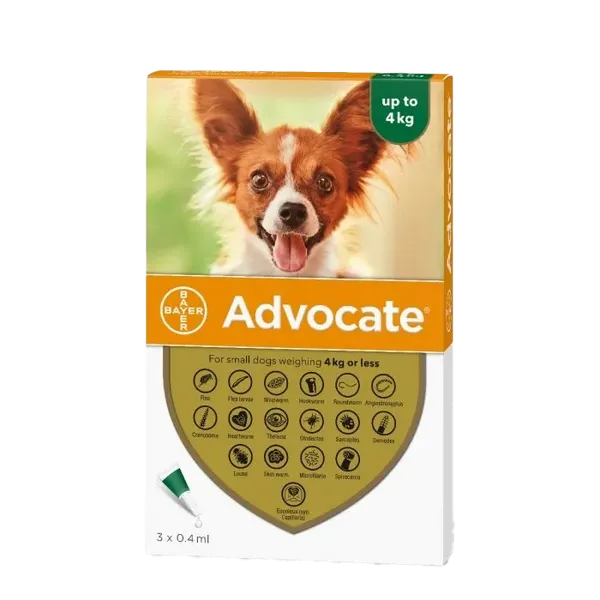 Advocate for Small Dogs <4kg Pipettes Pack of 3