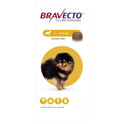 Bravecto 1 Tablet 112.5mg for Toy Dogs 2 - 4.5kg