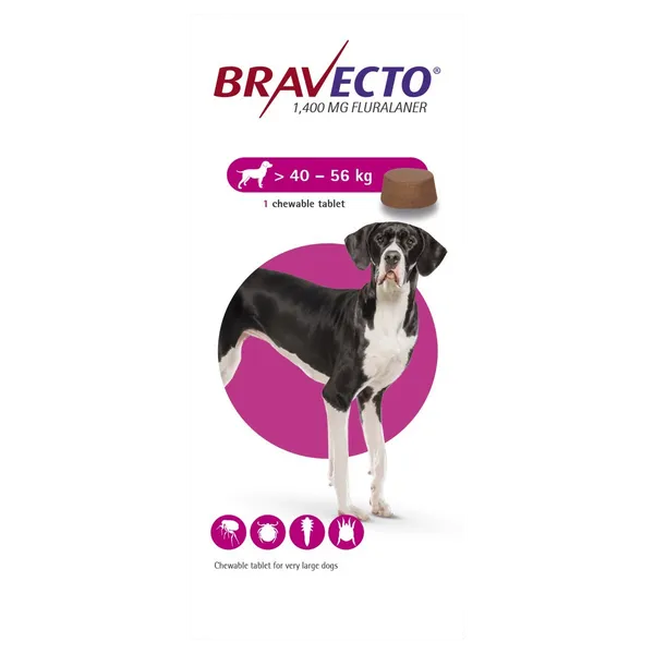 Bravecto Tablet 1400mg for Extra Large (XL) Dogs 40 - 56kg