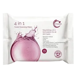 Cherish 4 in 1 Facial Cleansing Wipes Pack of 25