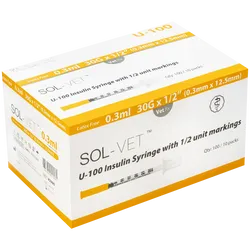 Sol-Vet 0.3ml U100 Insulin Syringes Pack of 100