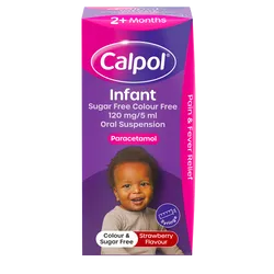 Calpol Infant Suspension Sugar & Colour Free 2+ Months Strawberry Flavour 100ml