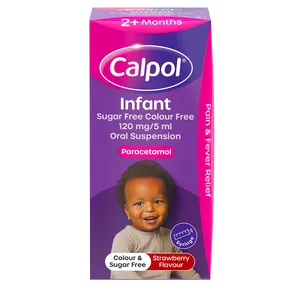 Calpol Infant Suspension Sugar & Colour Free 2+ Months Strawberry Flavour 100ml