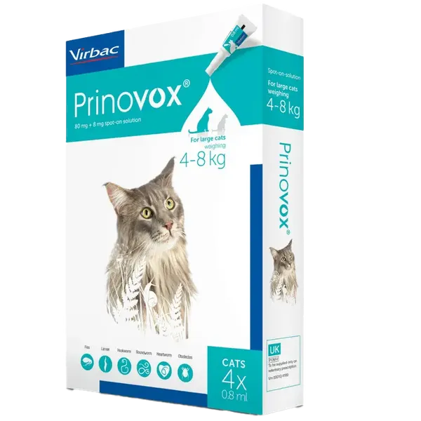 Prinovox Spot-On Large Cats 4kg-8kg Pack of 4
