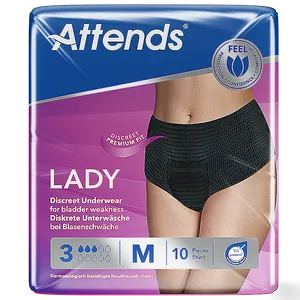 Attends Lady Discreet Underwear 3 Medium Pack of 10