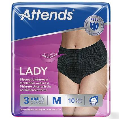 Attends Lady Discreet Underwear 3 Medium Pack of 10