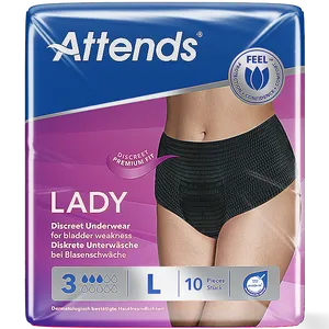 Attends Lady Discreet Underwear 3 Large Pack of 10
