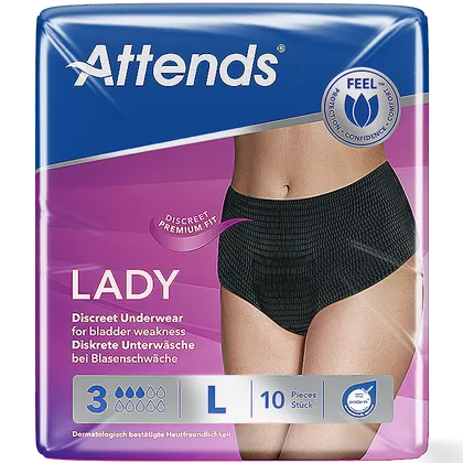 Attends Lady Discreet Underwear 3 Large Pack of 10