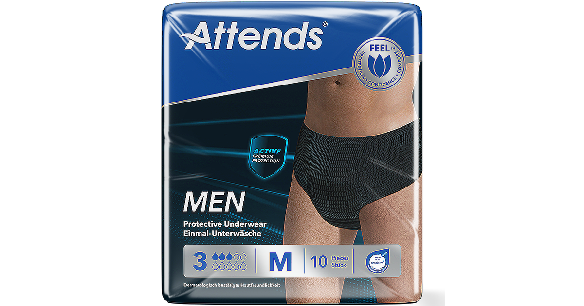 Attends Men Discreet Underwear - Medium - Case - 6 Packs of 10