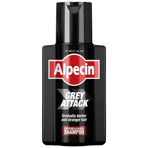 200ml bottle of Alpecin Grey Attack shampoo front view