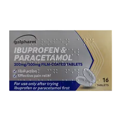 Ibuprofen & Paracetamol 200mg/500mg Tablets Pack of 16
