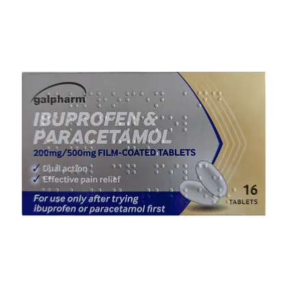Ibuprofen & Paracetamol 200mg/500mg Tablets Pack of 16