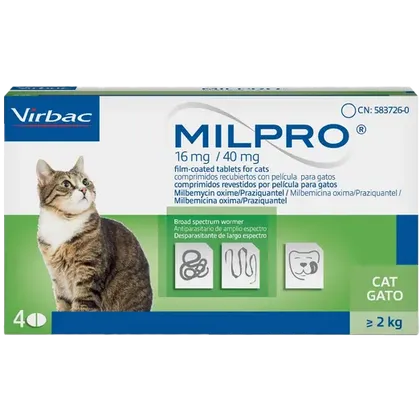 Milpro for Cats Tablet 16mg/40mg