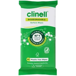 Clinell Biodegradable Surface Plastic-Free Wipes Pack of 60