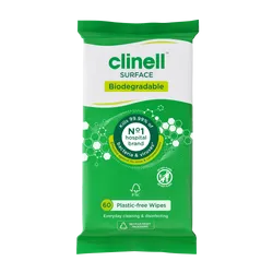 Clinell Biodegradable Surface Plastic-Free Wipes Pack of 60